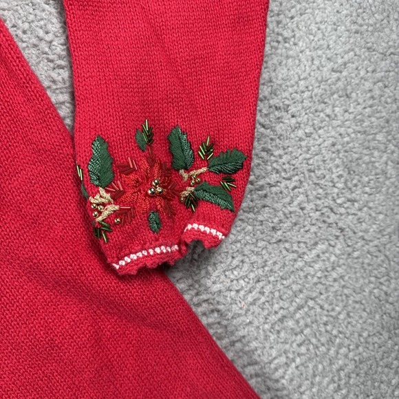 Work In Progress Christmas Sweater Womens XL Christmas Tree Beaded Embroidered - Picture 7 of 14